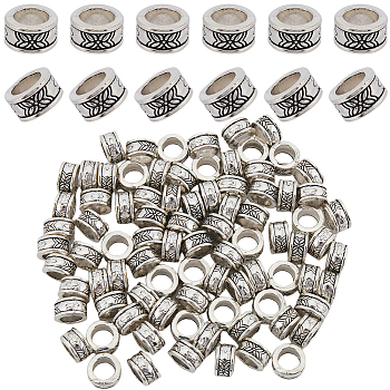 100Pcs Tibetan Style Alloy Spacer Beads, Lead Free and Cadmium Free, Column, Antique Silver, 8x4mm, Hole: 5mm