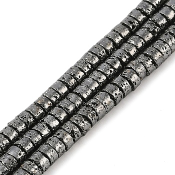 Electroplated Synthetic Non-Magnetic Hematite Beads Strands, Disc, Heishi Beads, Gunmetal Plated, 2x4x2mm, Hole: 1mm, about 161pcs/strand, 15.98''(40.6cm)