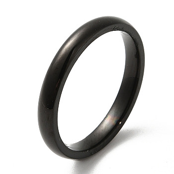 Ion Plating(IP) 304 Stainless Steel Flat Plain Band Rings, Black, Size 8, Inner Diameter: 18mm, 3mm