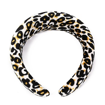 Velvet Hair Bands, with Sponge inside, Leopard Print, Black, 15~40mm, Inner Diameter: 140x115mm