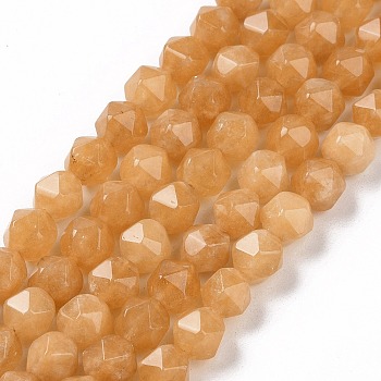 Natural Quartz Beads Strands, Faceted Polygon, Dyed & Heated, Sandy Brown, 7.5~8x8x8mm, Hole: 1.2mm, about 48pcs/strand, 15.35 inch(39cm)