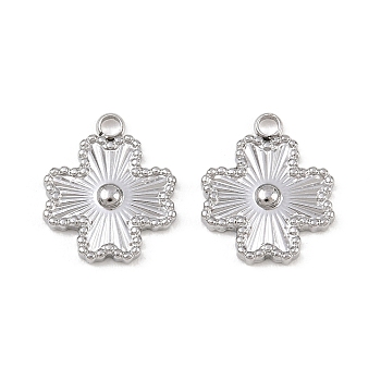 304 Stainless Steel Pendants, Clover Charm, Stainless Steel Color, 16x13x2.5mm, Hole: 1.8mm