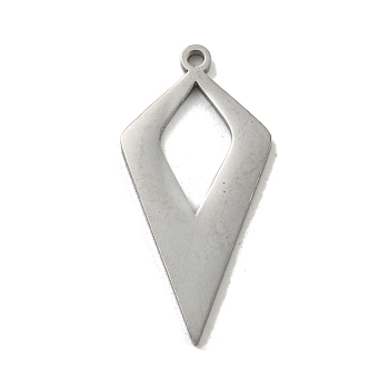 304 Stainless Steel Pendants, Laser Cut, Stainless Steel Color, Kite, 24.5x12x1mm, Hole: 1.2mm