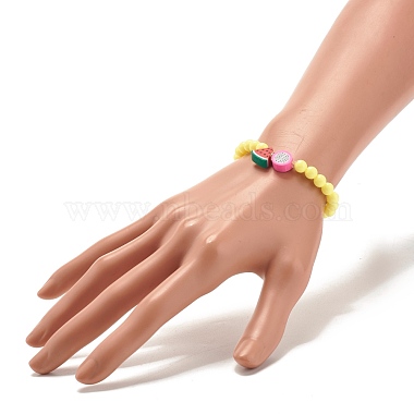 Bracelet extensible de fruits en argile polymère fait à la main avec des perles rondes pour les enfants(BJEW-JB07583)-3
