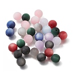 Frosted Resin Beads, Imitation Cat Eye, Round, Mixed Color, 10mm, Hole: 1.8~2mm(RESI-H044-02)