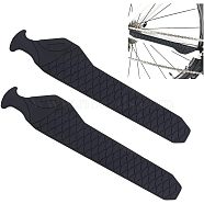 Silicone Bicycle Down Tube Frame Protectors, Bicycle Frame Guard, Protect Bike from Collision and Scratch, Fish Scales Patterns, Black, 281x58x2mm(AJEW-WH0317-16)