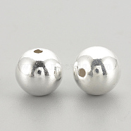 925 Sterling Silver Beads, Round, Silver, 8x7.5mm, Hole: 1.5mm(STER-S002-15-8mm)