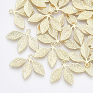 Alloy Pendants, Leaf, Light Gold, 23x31x2mm, Hole: 1.8mm(X-PALLOY-T067-137LG)