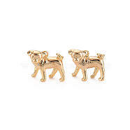 Brass Charms, Nickel Free, Dog, Real 18K Gold Plated, 12.5x13x7.5mm, Hole: 1mm(KK-S356-642-NF)