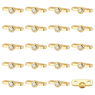20Pcs Brass Pave Clear Cubic Zirconia Connector Charms, Oval Links, Golden, 4x10.5x3mm, Hole: 1.5mm(KK-BC0012-40)