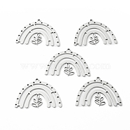 304 Stainless Steel Pendants, Arch with Grass, Stainless Steel Color, 26x36x1mm, Hole: 1.2mm(STAS-C051-07P)