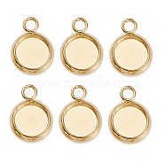 304 Stainless Steel Pendant Cabochon Settings, Plain Edge Bezel Cups, Flat Round, Real 18K Gold Plated, Tray: 6mm, 10x8x1.5mm, Hole: 1.5mm(X-STAS-Z030-01E-G)
