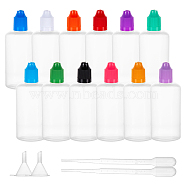 BENECREAT Plastic Liqiud Bottle, with Mini Transparent Plastic Funnel Hopper and 2ml Disposable Plastic Transfer Pipettes, Mixed Color, 30pcs/set(DIY-BC0004-13)