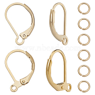 40Pcs 2 Styles Brass Leverback Earring Findings, with 40Pcs Open Jump Rings, Real 24K Gold Plated, 15.5~15.6x10x1.5~2mm, Pin: 0.7~0.8mm, 20Pcs/style(DIY-CN0002-85G)