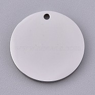 304 Stainless Steel Pendants, Stamping Blank Tag, Laser Cut, Flat Round, Stainless Steel Color, 20x1.5mm, Hole: 1.4mm(STAS-P245-45P)