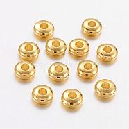 Brass Spacer Beads, Cadmium Free & Lead Free, Rondelle, Golden, 5x2mm, Hole: 1.5~2mm(KK-E246-G)