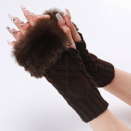 Polyacrylonitrile Fiber Yarn Knitting Fingerless Gloves, Fluffy Winter Warm Gloves with Thumb Hole, Coconut Brown, 200~260x125mm(COHT-PW0001-15E)
