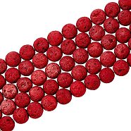 Synthetic Lava Rock Beads Strands, Dyed, Round, Cerise, 8~8.5mm, Hole: 1mm, about 47pcs/strand, 14.96 inch(38cm)(X-G-S277-8mm-12)