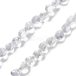 Electroplate Glass Beads Strands, AB Color Plated, Nuggets, Clear AB, 7x6.5x6mm, Hole: 0.9mm, about 90pcs/strand, 24.41 inch(62cm)(EGLA-L038-AB02)
