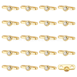 20Pcs Brass Pave Clear Cubic Zirconia Connector Charms, Oval Links, Golden, 4x10.5x3mm, Hole: 1.5mm(KK-BC0012-40)