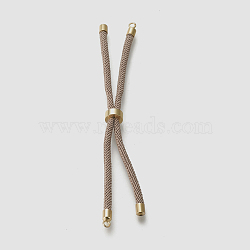 Nylon Twisted Cord Bracelet Making, Slider Bracelet Making, with Eco-Friendly Brass Findings, Round, Golden, Camel, 8.66~9.06 inch(22~23cm), Hole: 2.8mm, Single Chain Length: about 4.33~4.53 inch(11~11.5cm)(MAK-M025-129)