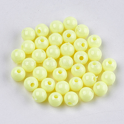 Opaque Plastic Beads, Round, Champagne Yellow, 6x5.5mm, Hole: 1.8mm, about 4790pcs/500g(KY-T005-6mm-622)