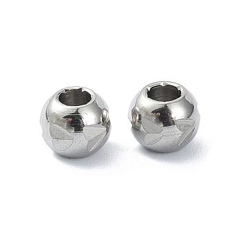 316 Stainless Steel Beads, Round, Stainless Steel Color, 5x4mm, Hole: 2mm