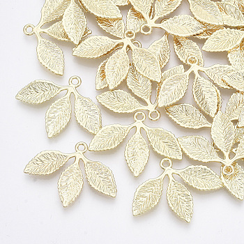 Alloy Pendants, Leaf, Light Gold, 23x31x2mm, Hole: 1.8mm