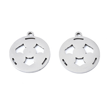 201 Stainless Steel Pendants, Laser Cut, Football, Stainless Steel Color, 17.5x15.5x1mm, Hole: 1.4mm