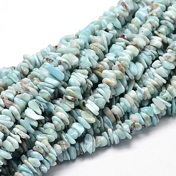 Natural Larimar Chip Beads Strands, 5~14x4~10mm, Hole: 1mm, about 32 inch