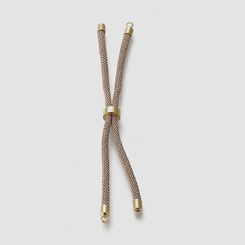 Nylon Twisted Cord Bracelet Making, Slider Bracelet Making, with Eco-Friendly Brass Findings, Round, Golden, Camel, 8.66~9.06 inch(22~23cm), Hole: 2.8mm, Single Chain Length: about 4.33~4.53 inch(11~11.5cm)