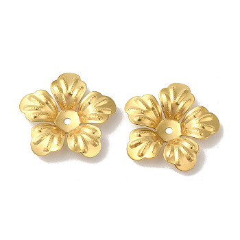 304 Stainless Steel Bead Caps, 5-Petal Flower, Golden, 21x20x3.5mm, Hole: 1.6mm