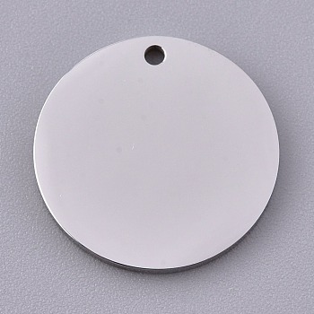 304 Stainless Steel Pendants, Stamping Blank Tag, Laser Cut, Flat Round, Stainless Steel Color, 20x1.5mm, Hole: 1.4mm