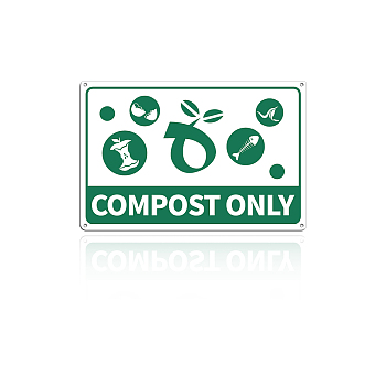 UV Protected & Waterproof Aluminum Warning Signs, COMPOST ONLY, Colorful, 30x20cm, Hole: 4mm
