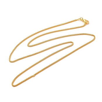 1.5mm Rack Plating Brass Wheat Chain Necklaces for Women Men, Cadmium Free & Lead Free, 901 Stainless Steel Clasp, Long-Lasting Plated, Real 18K Gold Plated, 23.62 inch(60cm)