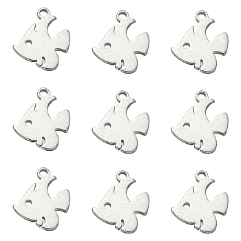 304 Stainless Steel Charms, Fish, Stainless Steel Color, 11.5x10x1mm, Hole: 1mm
