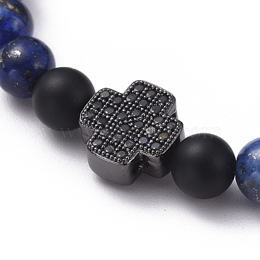 Natural Lapis Lazuli(Dyed) Beaded Stretch Bracelets(BJEW-JB05026-02)-2