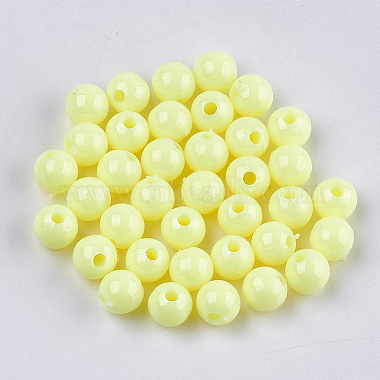 6mm ChampagneYellow Round Plastic Beads