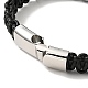 Black Leather Braided Cord Bracelet with 304 Stainless Steel Magnetic Clasp for Men Women(BJEW-C021-17)-5