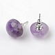 Half Round Dome Natural Amethyst Stud Earrings(EJEW-L171-08)-1