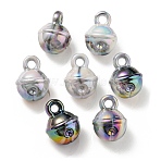 UV Plating Rainbow Iridescent Acrylic Pendants, Bell, Light Grey, 20.5x15.5mm, Hole: 3.5mm(OACR-P010-19B)