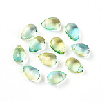 Transparent Glass Beads, Top Drilled Beads, Teardrop, Turquoise, 9x6x5mm, Hole: 1mm(GGLA-M004-05A-05)