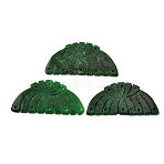 Natural Myanmar Jade Dyed Multi-Strand Links, Carved Fan Shape, Green, 28x58.5x4mm, Hole: 1.6mm(G-Z162-11)
