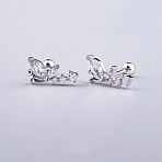 Brass Pave Clear Cubic Zirconia Cartilage Earrings, with 316L Surgical Stainless Steel Pins, Stainless Steel Color, Butterfly, Bar Length: 6mm, Pin: 0.8mm(FS-WGEDAE7-15)