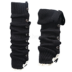 Acrylic Fiber Knit Socks with Button, Leg Warmers for Women Girl, Black, 480x125x1.6mm(AJEW-WH20080-20B)