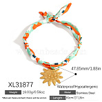 304 Stainless Steel Pendant Printed Scarf Necklaces, Golden, Sun, 27.17 inch(69cm), pendant: 47.85mm(FS-WGD2FA8-03)