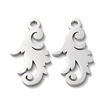 Non-Tarnish 304 Stainless Steel Pendants, Manual Polishing, Leaf Charm, Stainless Steel Color, 17.5x10x1mm, Hole: 1.6mm(STAS-Q303-16P)