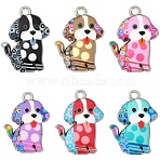 20Pcs Alloy Enamel Pandants, Lead Free & Cadmium Free,  Platinum, Dog Charms, Mixed Color, 21.5x16x2mm, Hole: 1.8mm(ENAM-YW0006-63)