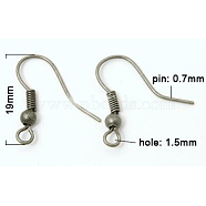 Brass Earring Hooks with Bead Charms, Nickel Free, Platinum, 19mm, Hole: 1.5mm, Pin: 0.7mm(X-KK-Q362-P-NF)