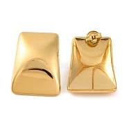 Ion Plating(IP) 304 Stainless Steel Stud Earrings, Trapezoid, Real 14K Gold Plated, 28x21mm(EJEW-G395-06G)